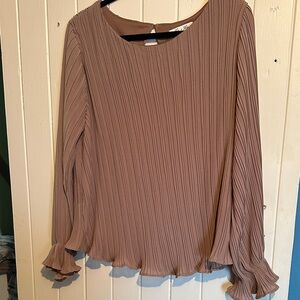 She + Sky Pleated Taupe Blouse